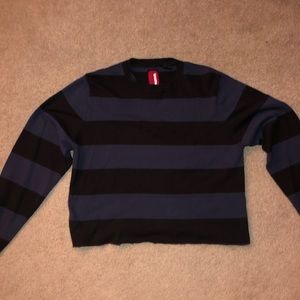 stripped blue and black sweater